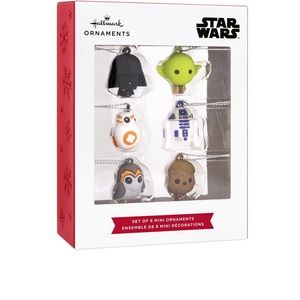 NIB Hallmark Mini Christmas Ornaments Star Wars Shatterproof, Set of 6